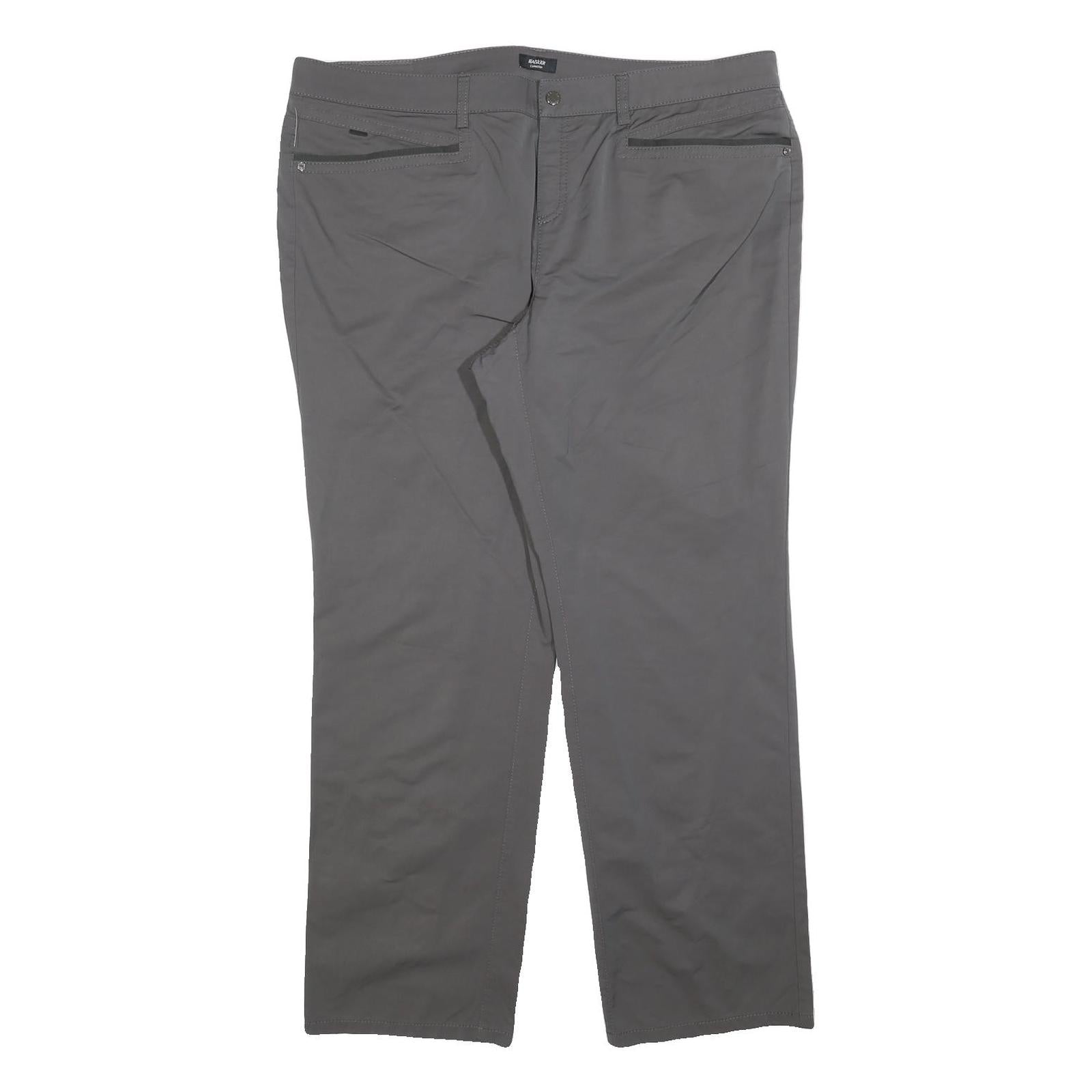 BASLER Womens Regular Grey Polyester Blend Trousers W40 L32 Zip Pocketed