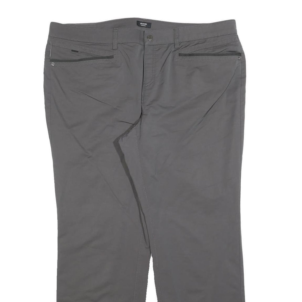 BASLER Womens Regular Grey Polyester Blend Trousers W40 L32 Zip Pocketed