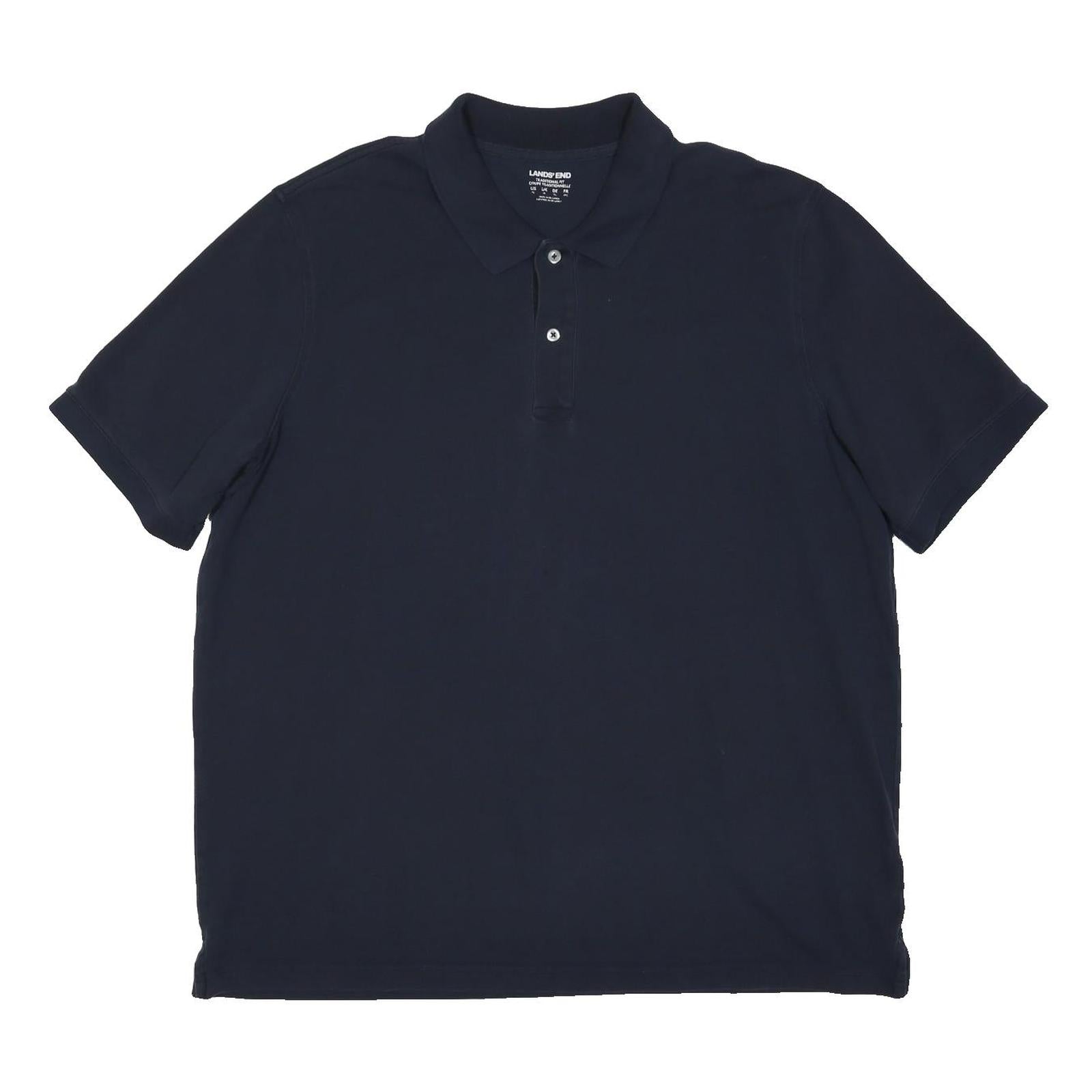 LANDSEND Mens Navy Blue Polo Shirt XL Cotton Blend Short Sleeve Plain Classic