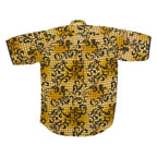 LECHE Mens Shirt Yellow Crazy Pattern S