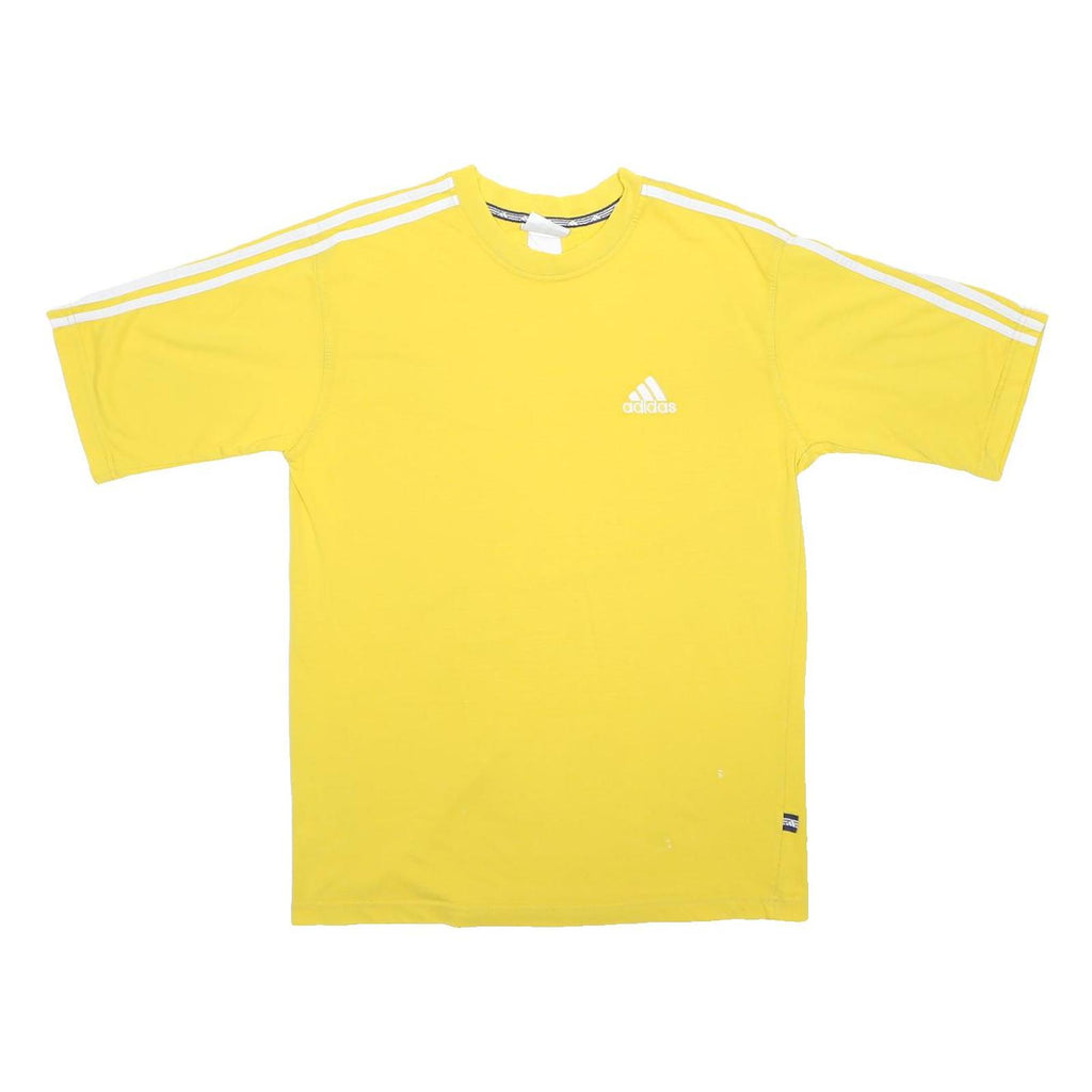 ADIDAS Mens Yellow & White Cotton Blend T-Shirt L Short Sleeve Crew Neck