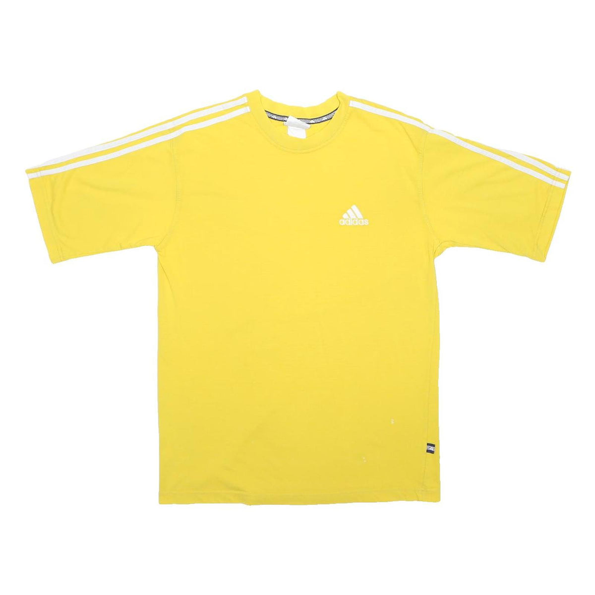 ADIDAS Mens Yellow & White Cotton Blend T-Shirt L Short Sleeve Crew Neck