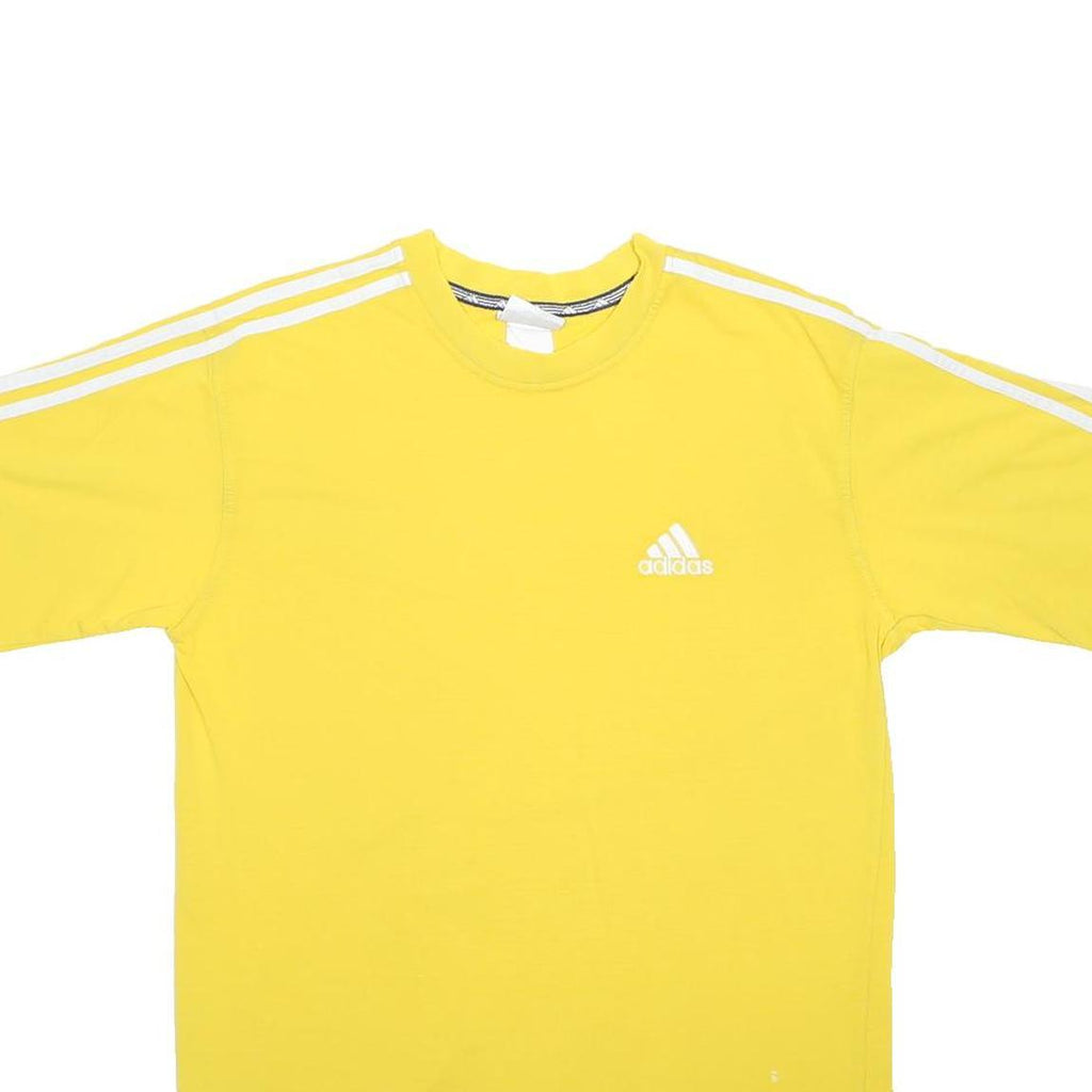 ADIDAS Mens Yellow & White Cotton Blend T-Shirt L Short Sleeve Crew Neck