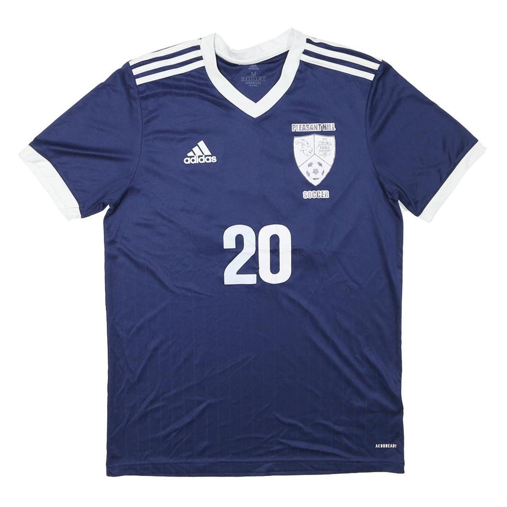 ADIDAS Mens Blue & White Soccer Jersey M Short Sleeve V-Neck Athletic