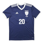 ADIDAS Mens Blue & White Soccer Jersey M Short Sleeve V-Neck Athletic