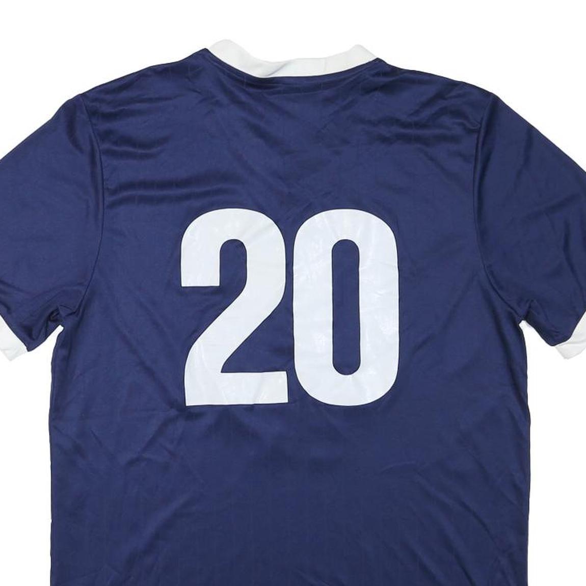 ADIDAS Mens Blue & White Soccer Jersey M Short Sleeve V-Neck Athletic