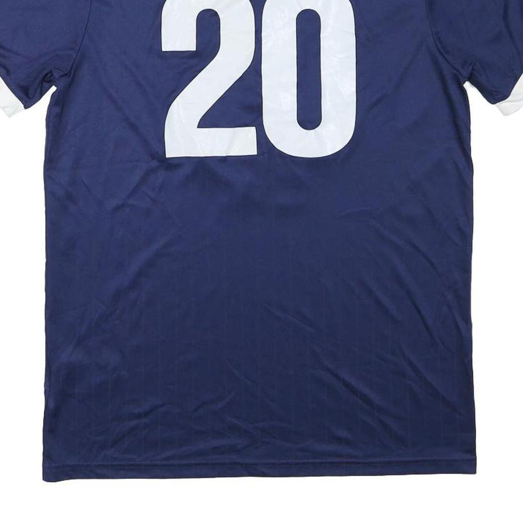 ADIDAS Mens Blue & White Soccer Jersey M Short Sleeve V-Neck Athletic