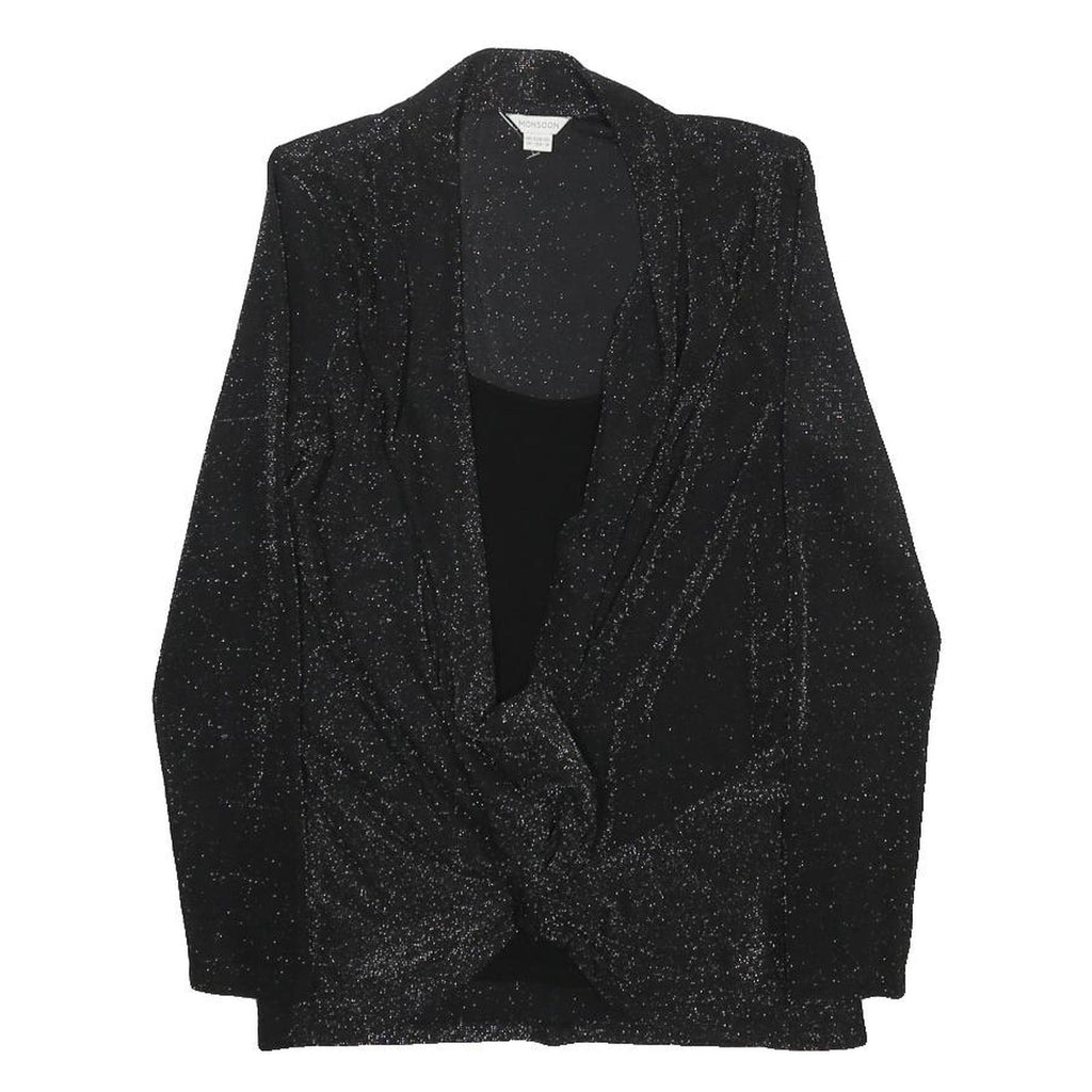 MONSOON Womens Black Glitter Tie Front Top Sleeveless UK 10 Evening Party