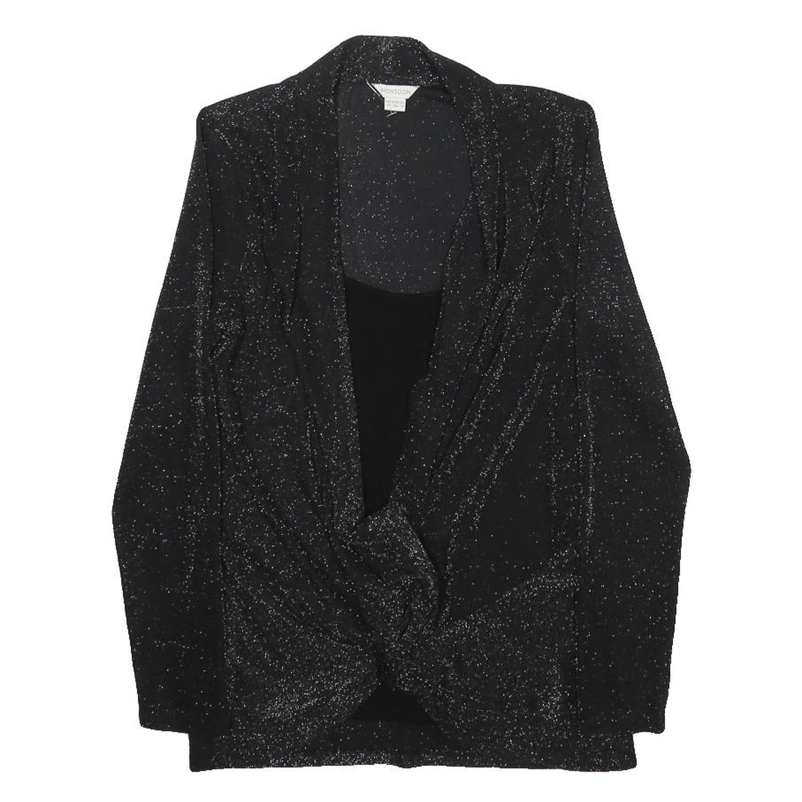 MONSOON Womens Black Glitter Tie Front Top Sleeveless UK 10 Evening Party