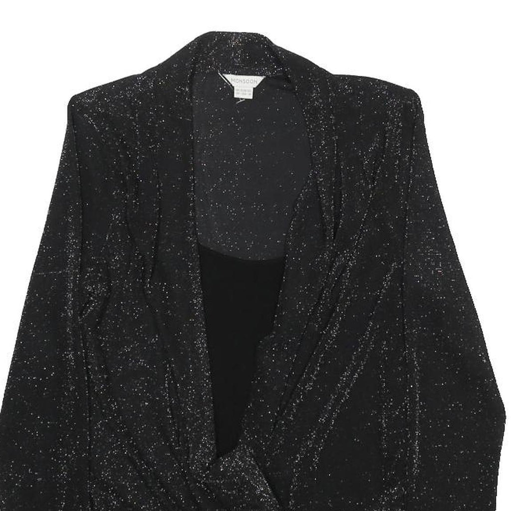 MONSOON Womens Black Glitter Tie Front Top Sleeveless UK 10 Evening Party