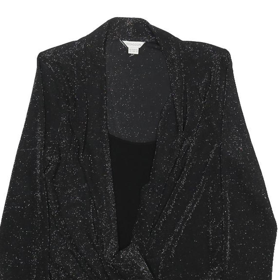 MONSOON Womens Black Glitter Tie Front Top Sleeveless UK 10 Evening Party