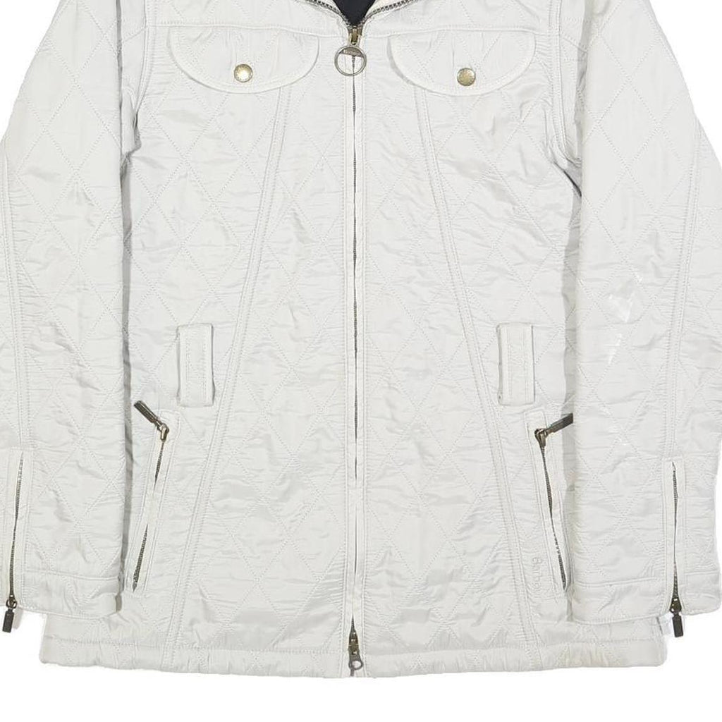 BARBOUR Womens White Quilted Jacket UK 10 Polyamide Zip Lightweight