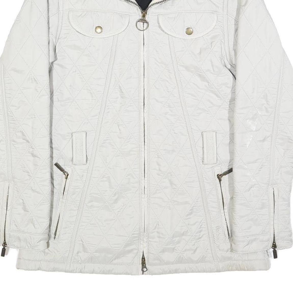 BARBOUR Womens White Quilted Jacket UK 10 Polyamide Zip Lightweight