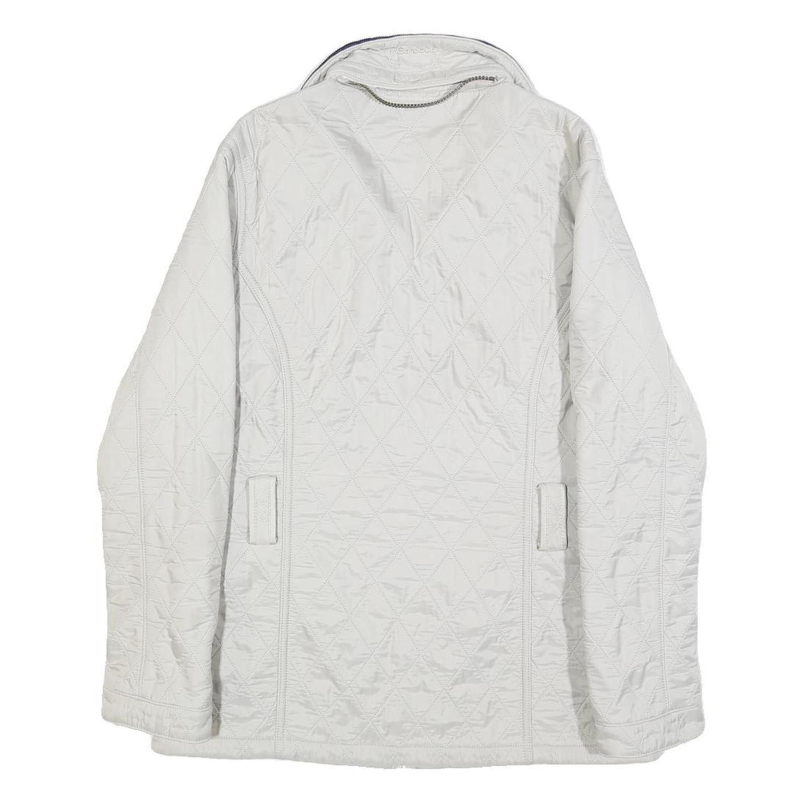 BARBOUR Womens White Quilted Jacket UK 10 Polyamide Zip Lightweight