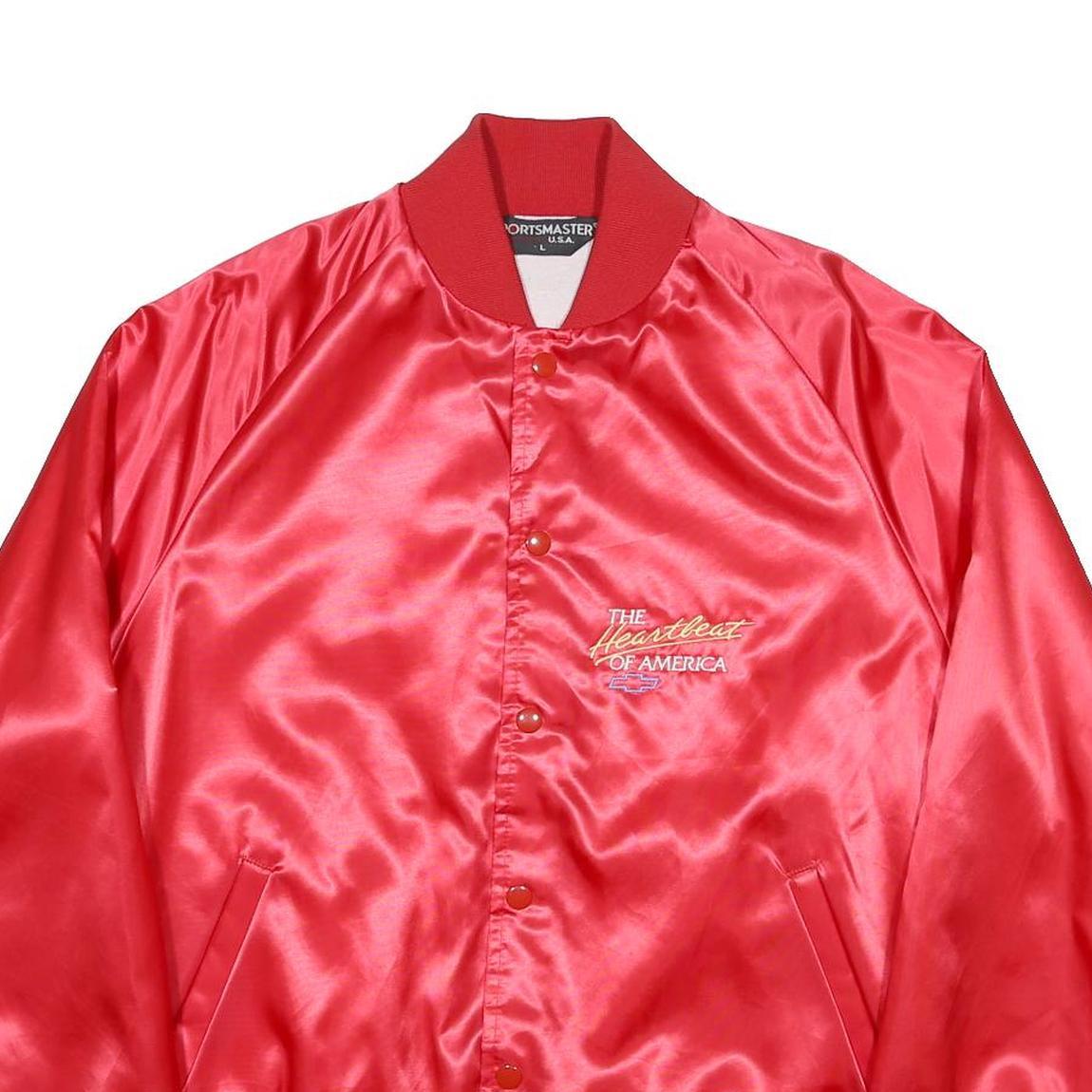 SPORTSMASTER USA Mens Red Synthetic Button Jacket L Satin Plain Heartbeat