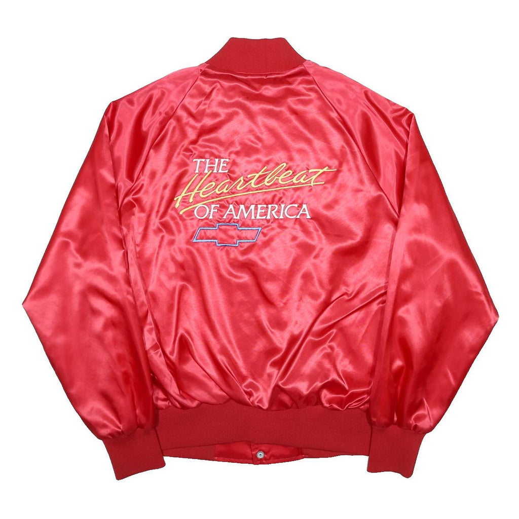 SPORTSMASTER USA Mens Red Synthetic Button Jacket L Satin Plain Heartbeat