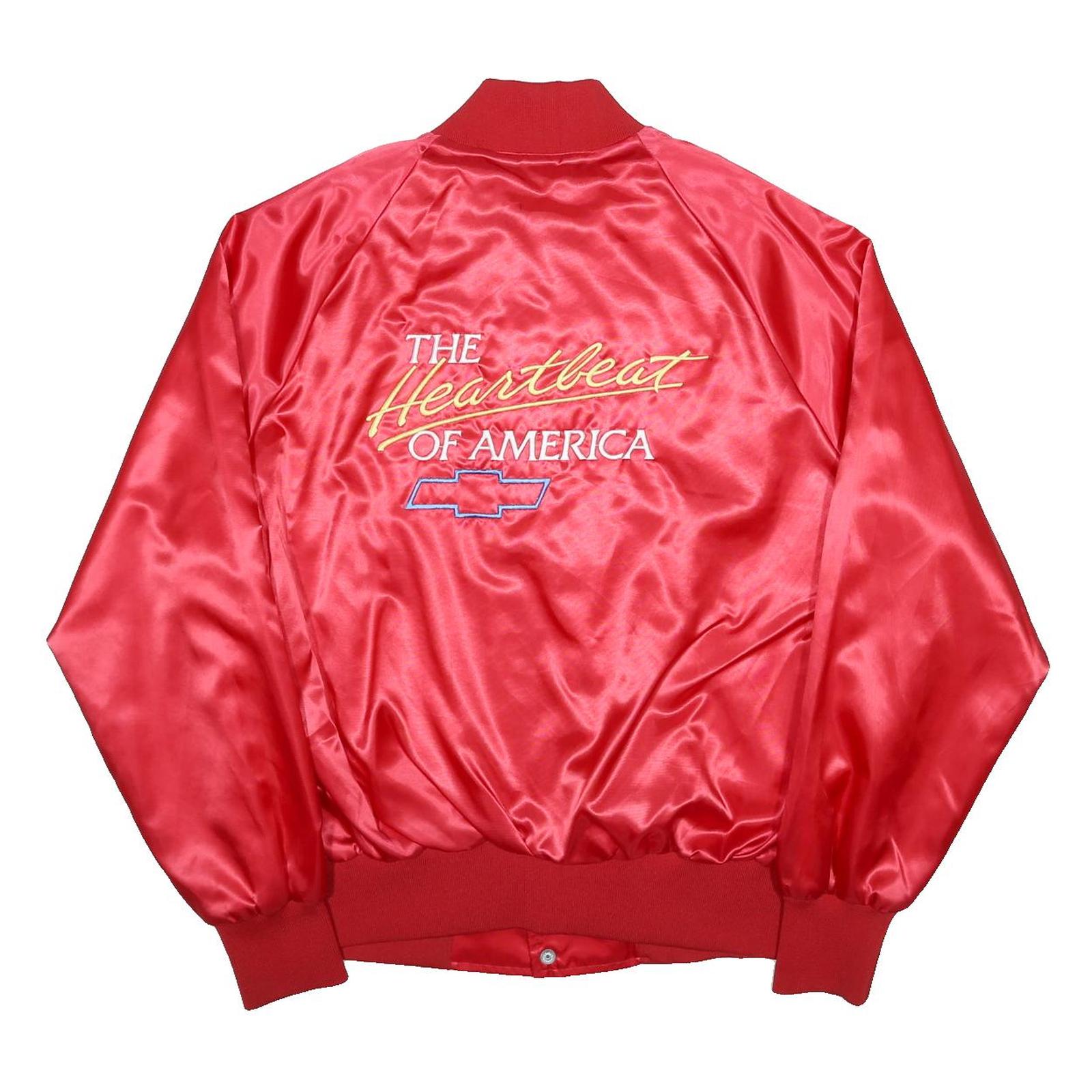 SPORTSMASTER USA Mens Red Synthetic Button Jacket L Satin Plain Heartbeat