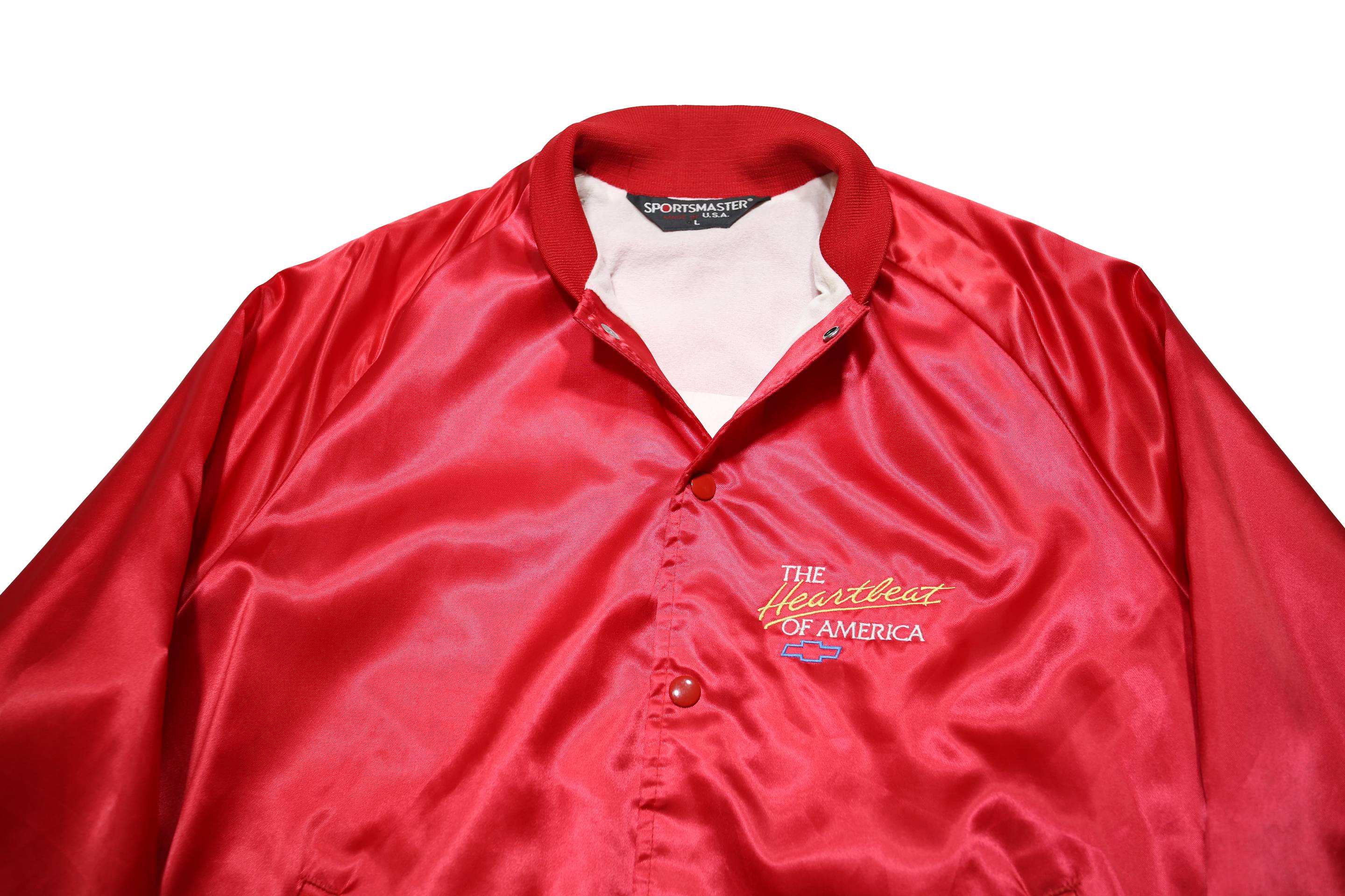 SPORTSMASTER USA Mens Red Synthetic Button Jacket L Satin Plain Heartbeat