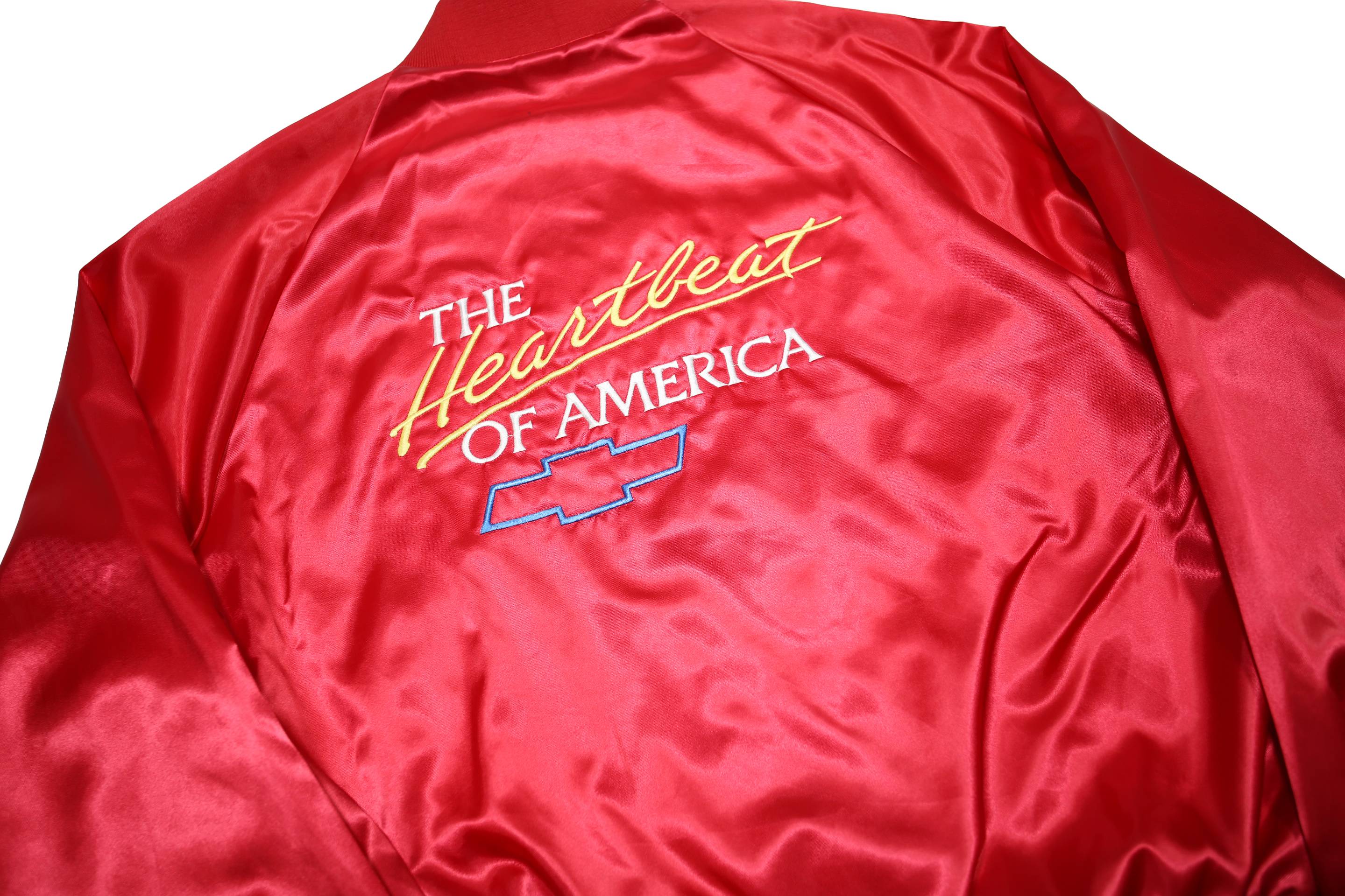 SPORTSMASTER USA Mens Red Synthetic Button Jacket L Satin Plain Heartbeat