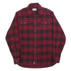 JACHS Mens Red & Black Checked Shirt L Casual Cotton Blend Long Sleeve Button