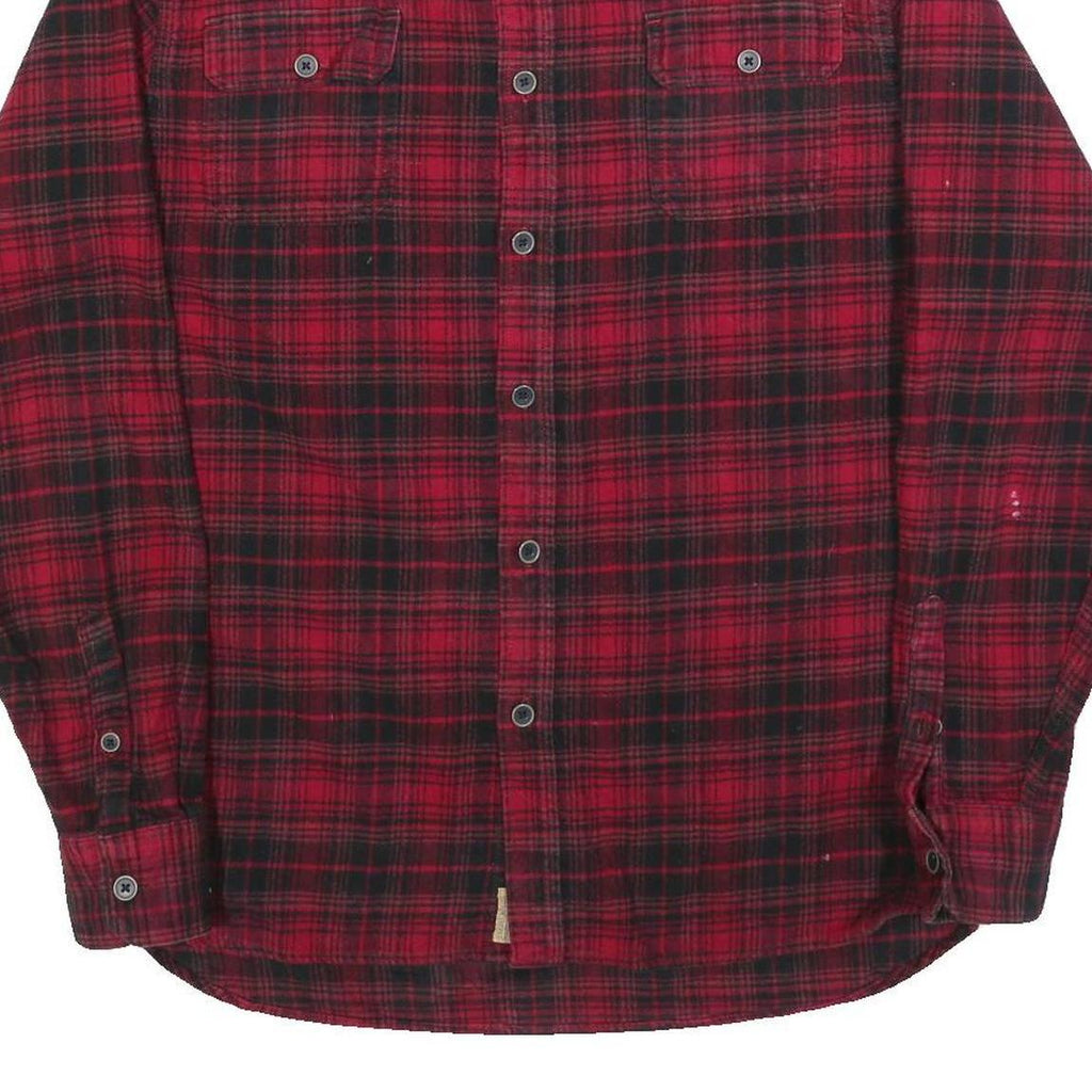 JACHS Mens Red & Black Checked Shirt L Casual Cotton Blend Long Sleeve Button
