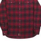 JACHS Mens Red & Black Checked Shirt L Casual Cotton Blend Long Sleeve Button