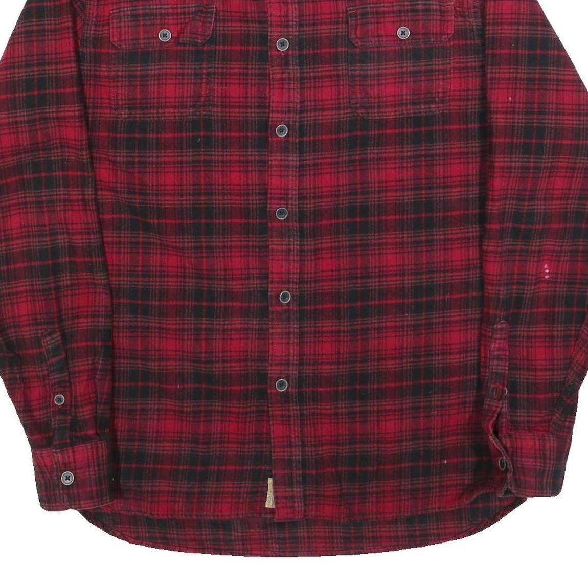 JACHS Mens Red & Black Checked Shirt L Casual Cotton Blend Long Sleeve Button