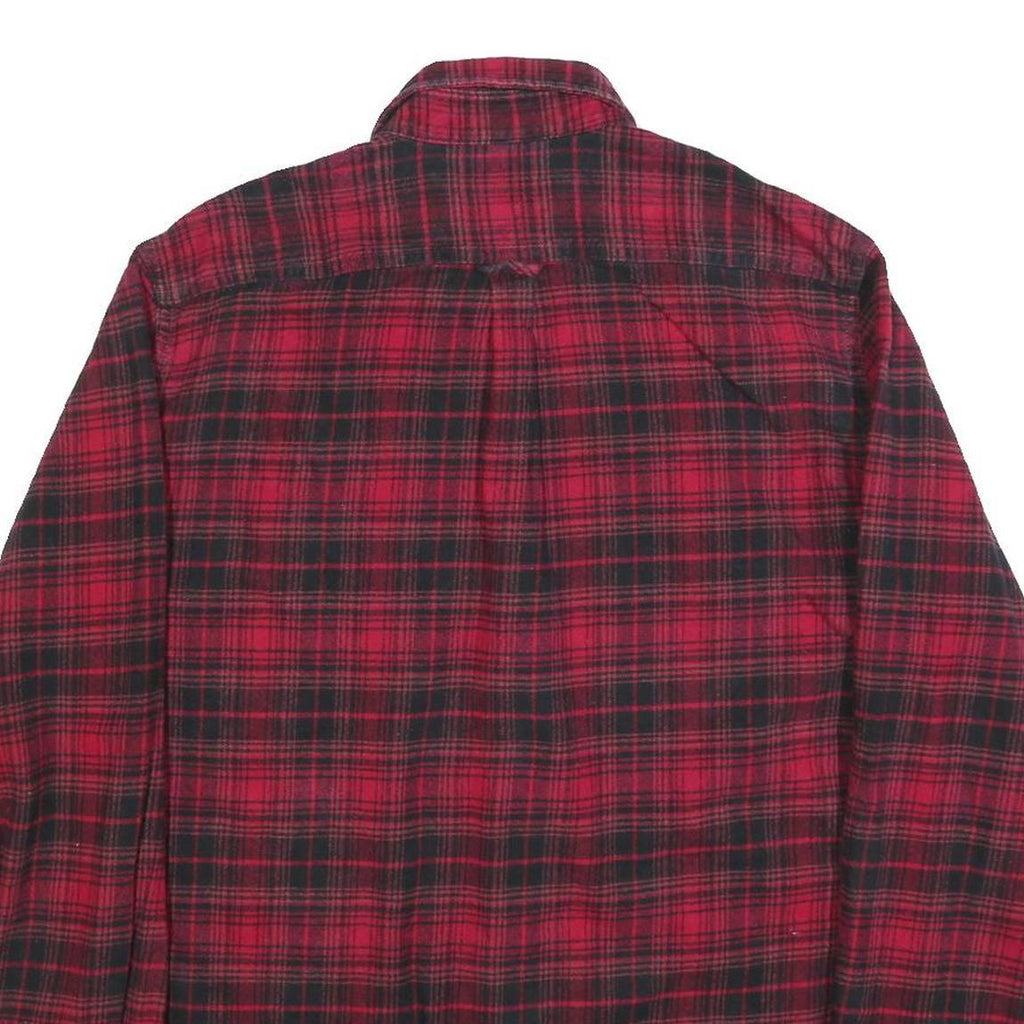 JACHS Mens Red & Black Checked Shirt L Casual Cotton Blend Long Sleeve Button