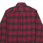JACHS Mens Red & Black Checked Shirt L Casual Cotton Blend Long Sleeve Button