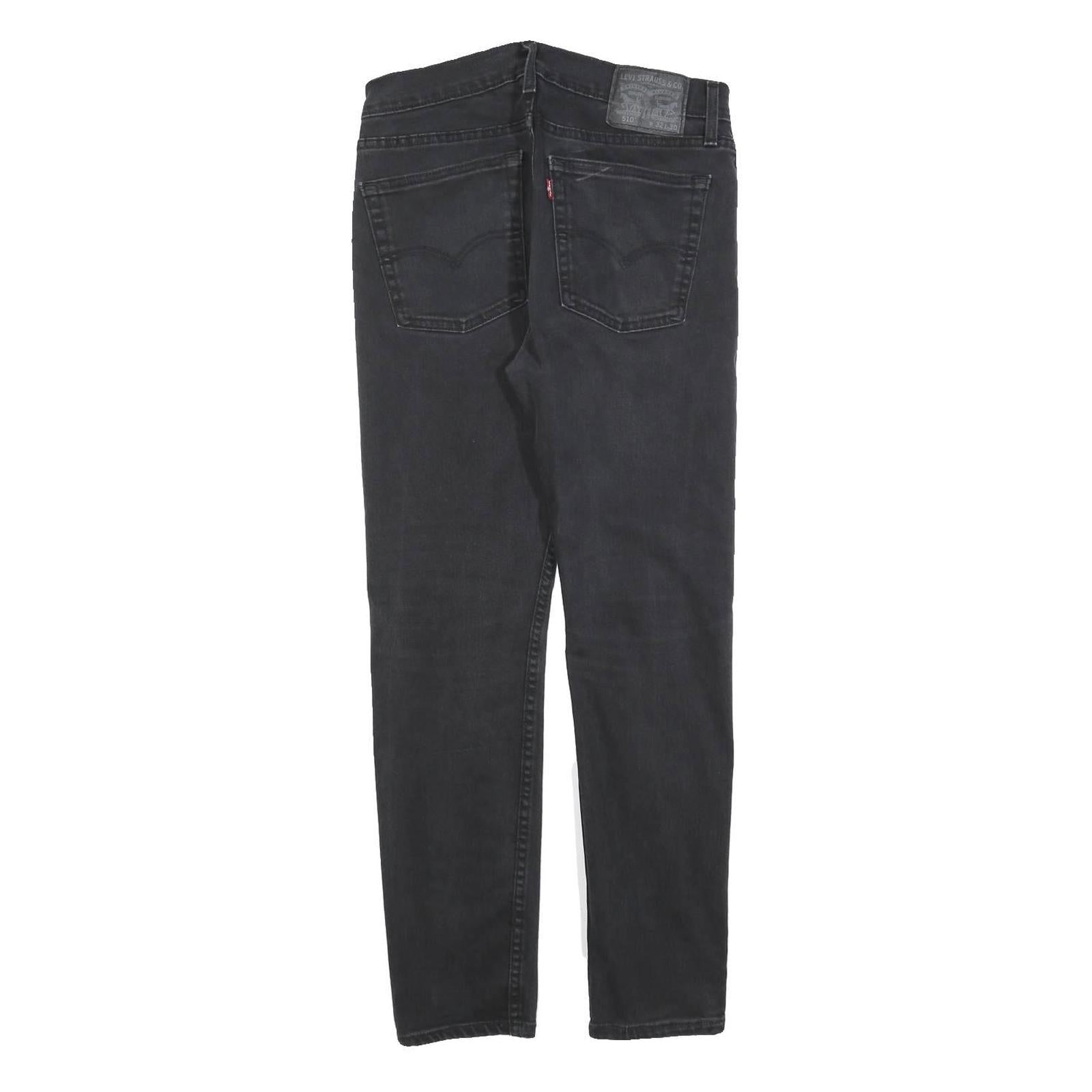 LEVI'S 510 Mens Jeans Black Slim Skinny Denim Medium W32 L30 Slim Fit Zip