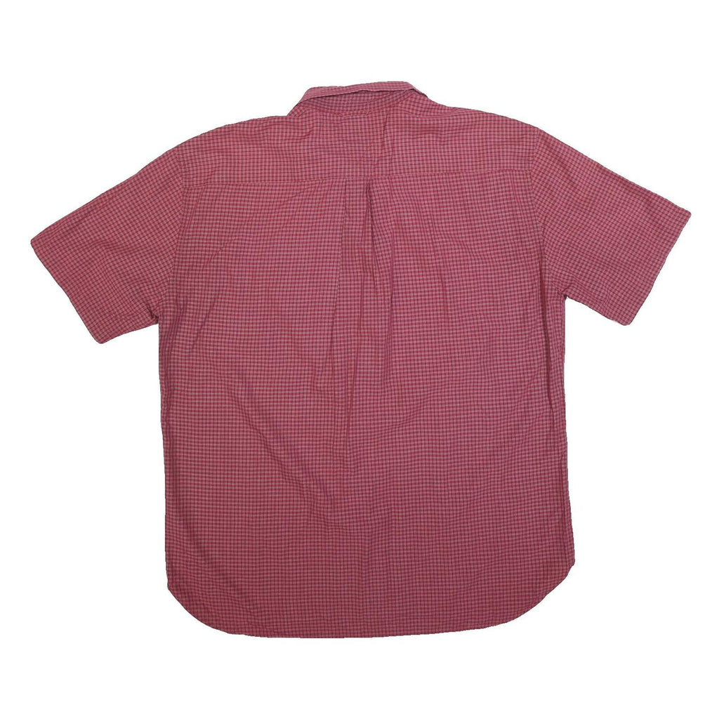 TOMMY HILFIGER Mens Red Checked Shirt XL Short Sleeve Cotton Blend Casual