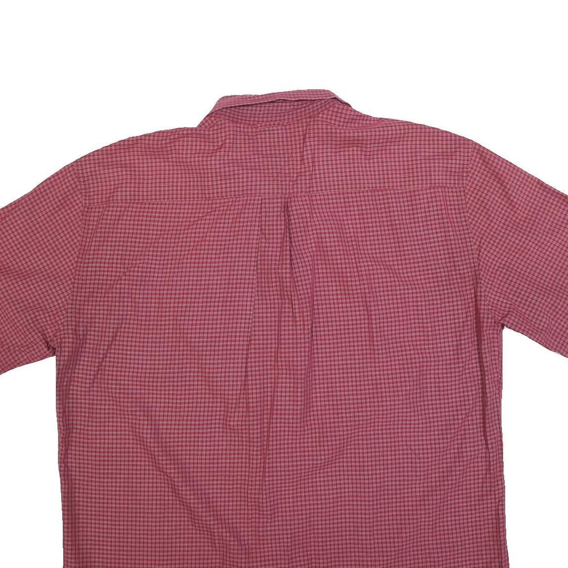 TOMMY HILFIGER Mens Red Checked Shirt XL Short Sleeve Cotton Blend Casual