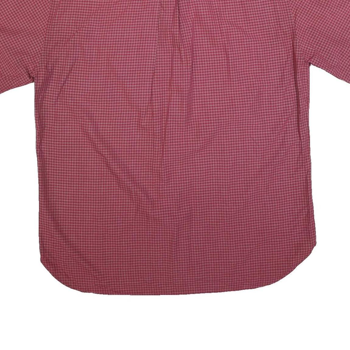 TOMMY HILFIGER Mens Red Checked Shirt XL Short Sleeve Cotton Blend Casual
