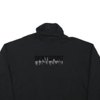 DKNY Womens Black Cotton Blend Turtleneck XL Sport Logo Sweatshirt Pullover
