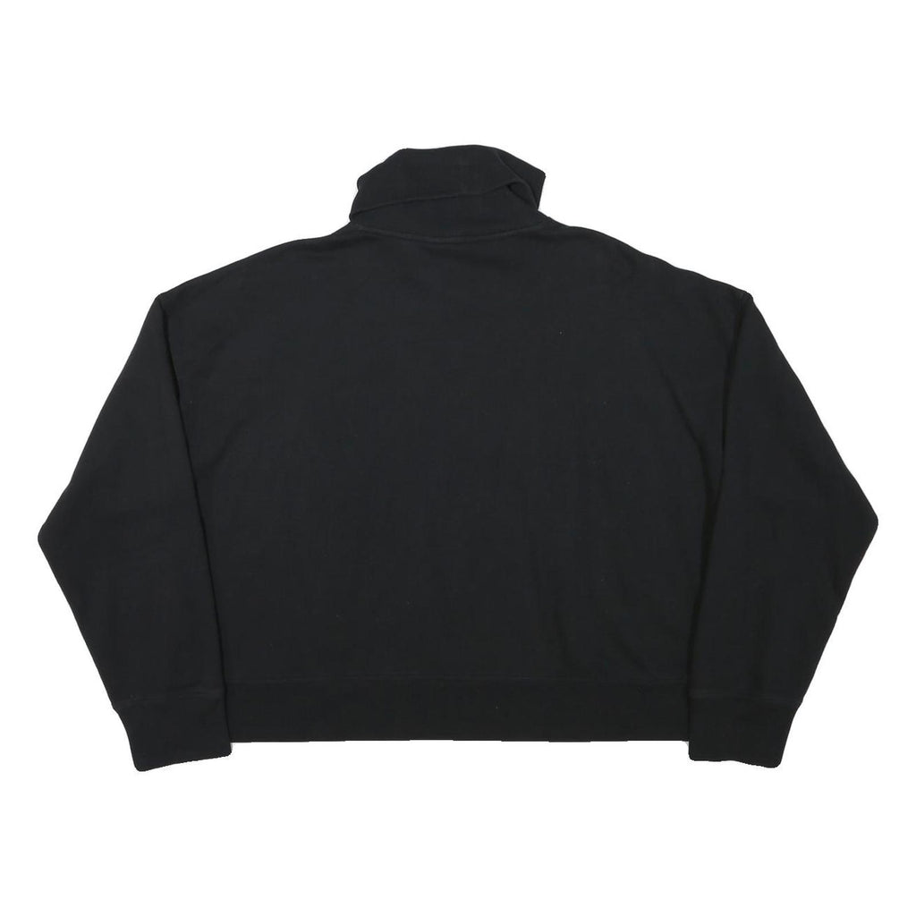 DKNY Womens Black Cotton Blend Turtleneck XL Sport Logo Sweatshirt Pullover