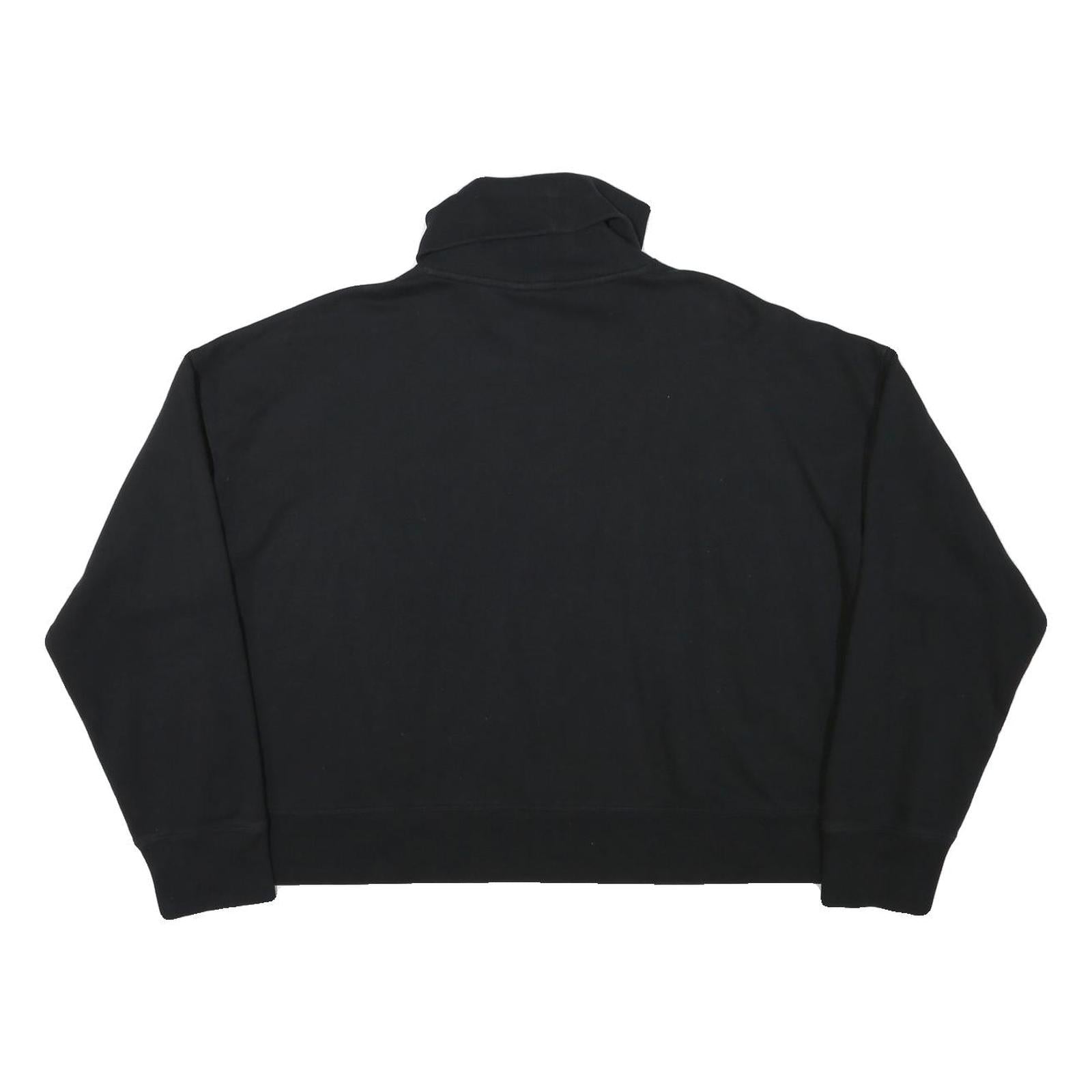 DKNY Womens Black Cotton Blend Turtleneck XL Sport Logo Sweatshirt Pullover