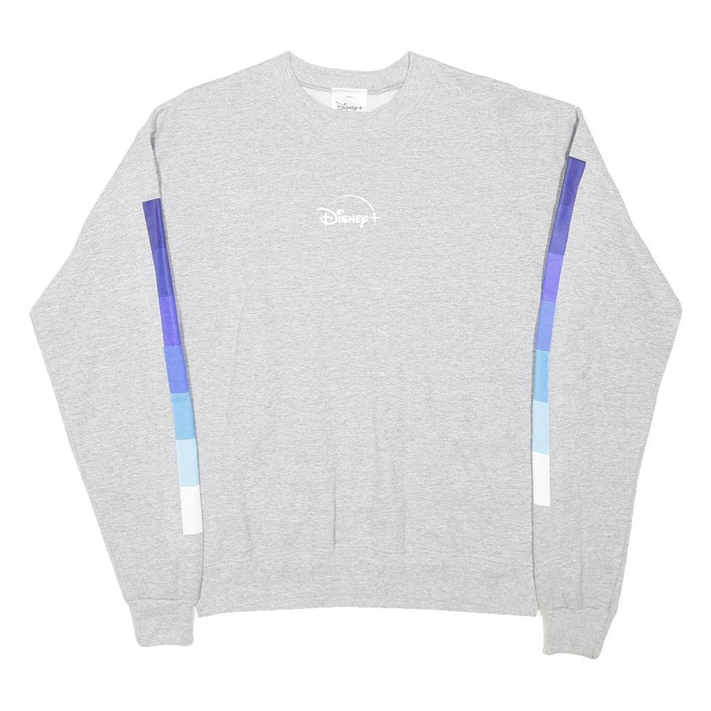 DISNEY Mens Grey Sweatshirt S Cotton Blend Crew Neck Pullover Colour Block