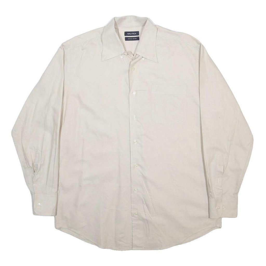 NAUTICA Mens White Cotton Vintage Oxford Shirt XL Classic Pocket Button Collar