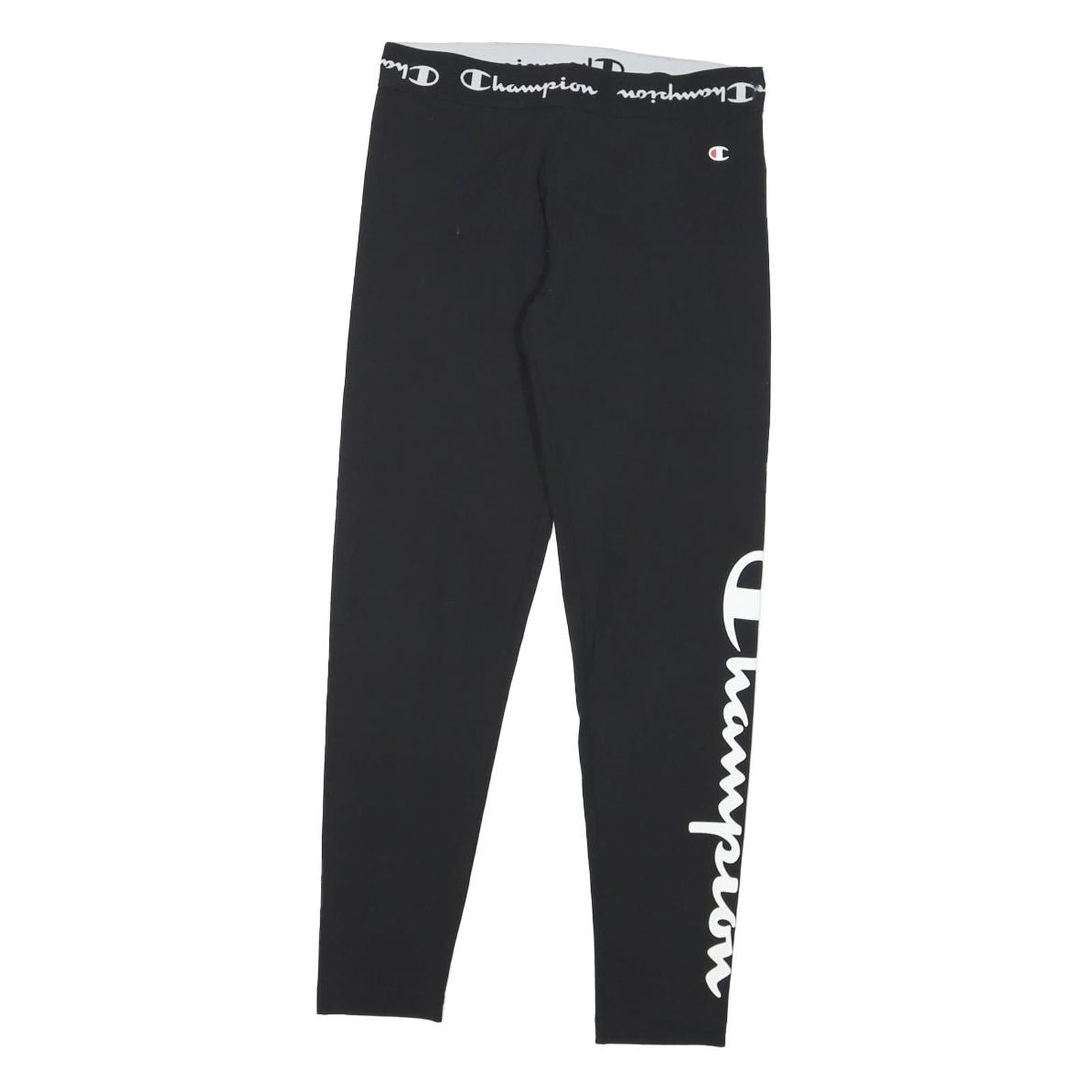 CHAMPION Womens Joggers Black Stretch Slim Skinny S W27 L26 Logo Print