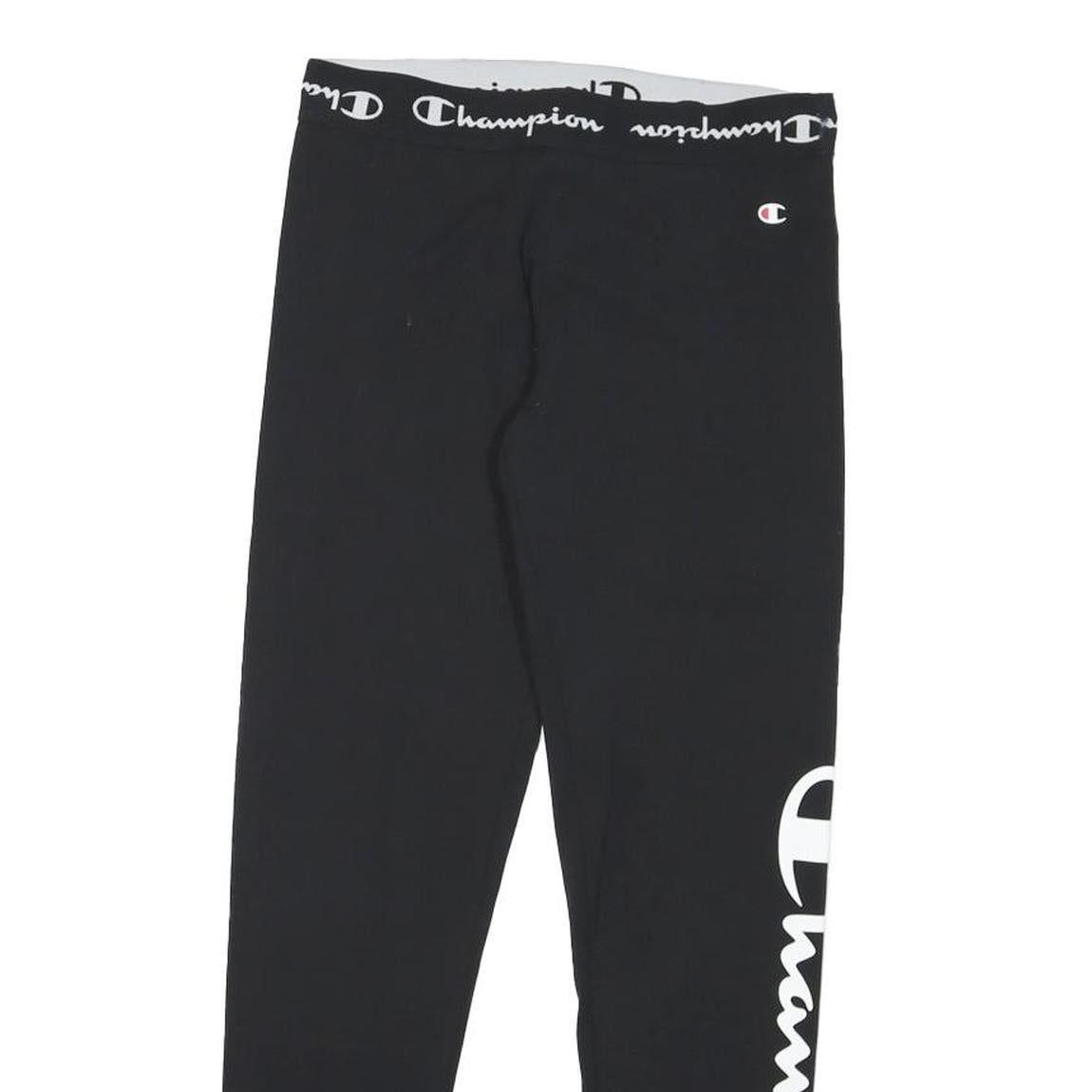 CHAMPION Womens Joggers Black Stretch Slim Skinny S W27 L26 Logo Print