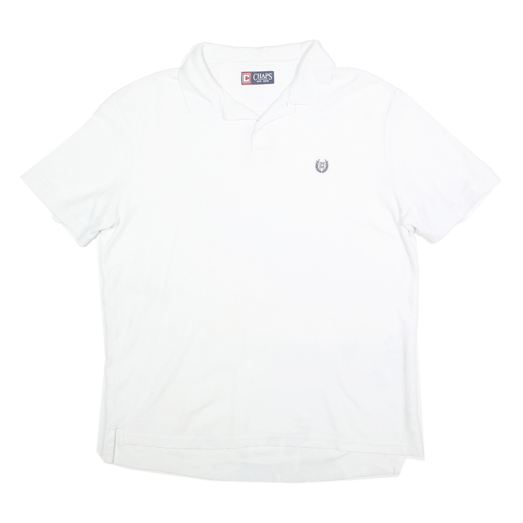 CHAPS Mens White Short Sleeve Plain XL Cotton Polo Shirt Classic Fit