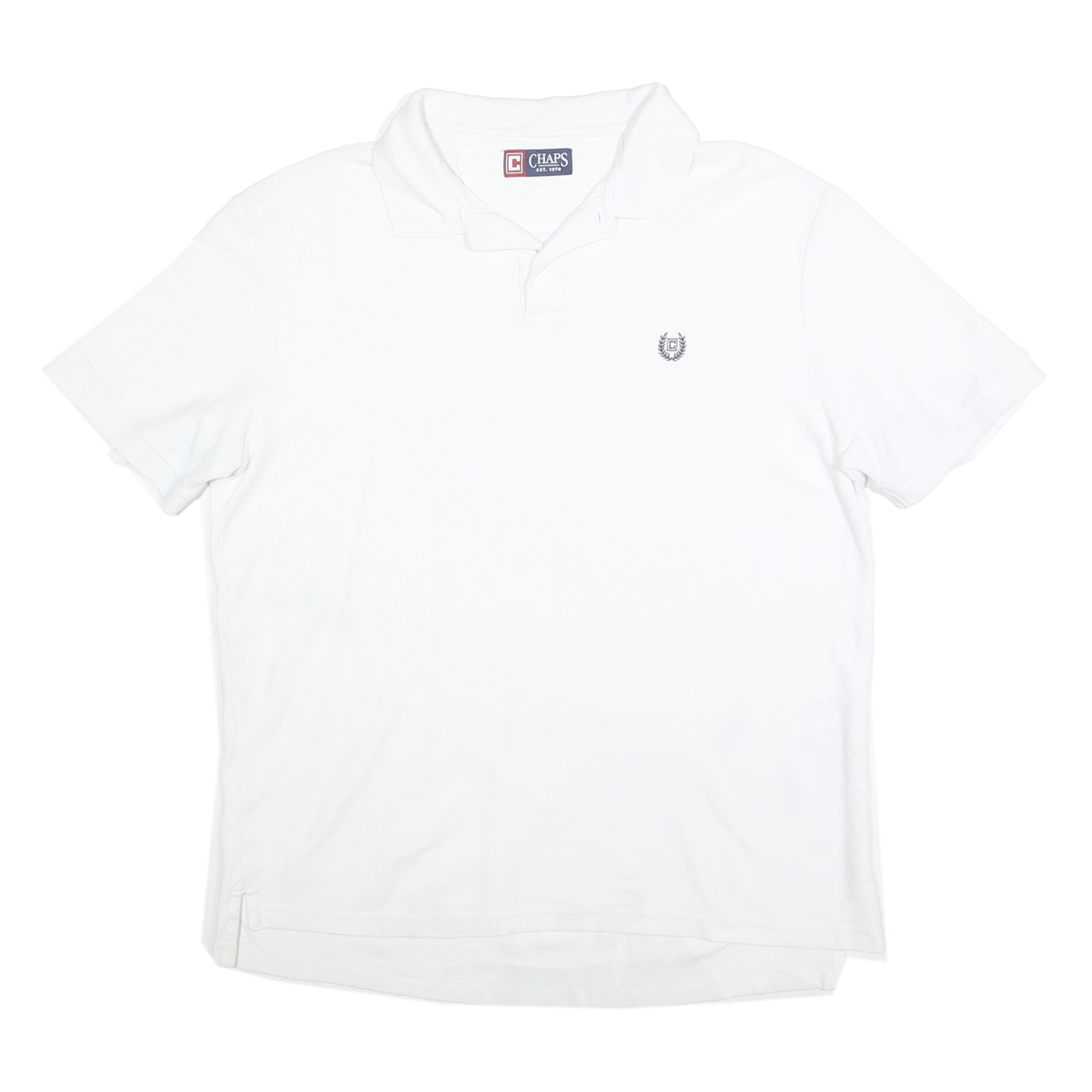 CHAPS Mens White Short Sleeve Plain XL Cotton Polo Shirt Classic Fit