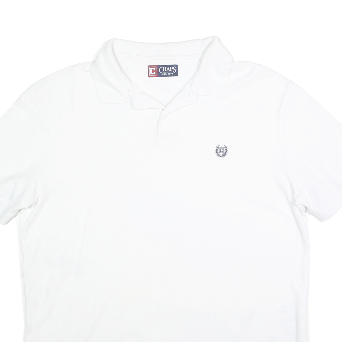 CHAPS Mens White Short Sleeve Plain XL Cotton Polo Shirt Classic Fit