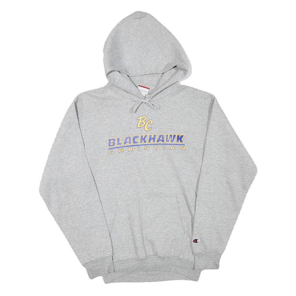 CHAMPION Mens Grey BC Blackhawk Christian Hoodie S Cotton Blend Pullover