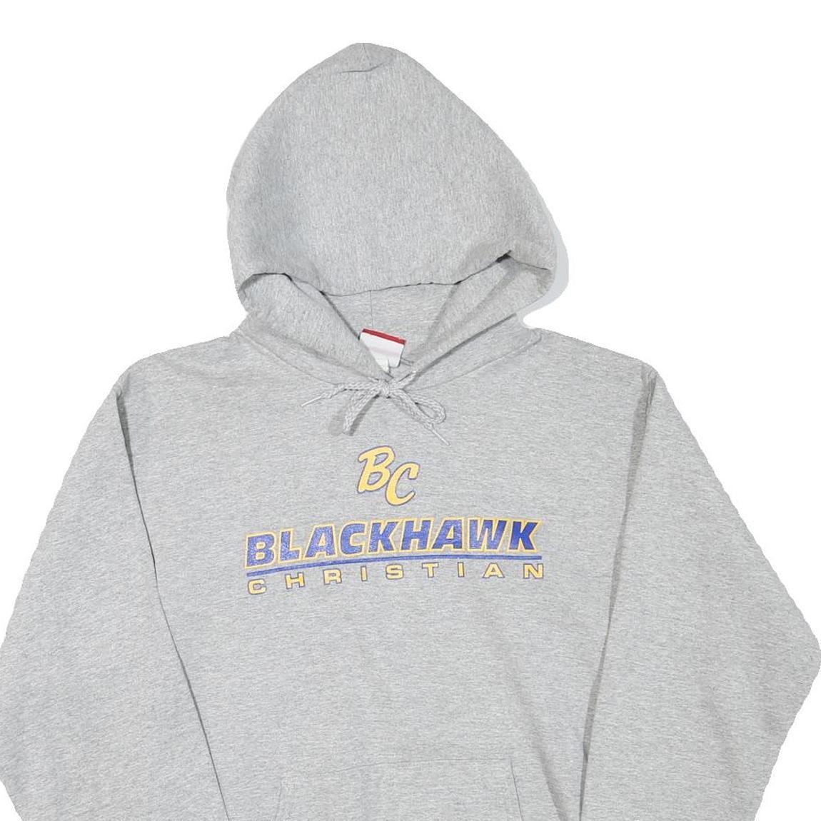 CHAMPION Mens Grey BC Blackhawk Christian Hoodie S Cotton Blend Pullover