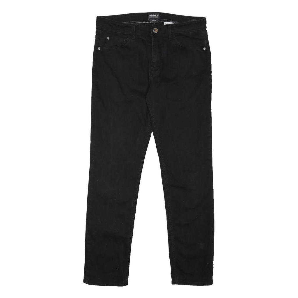 TIMBERLAND Mens Black Slim Jeans Denim W34 L31 Button Cotton Blend Stylish