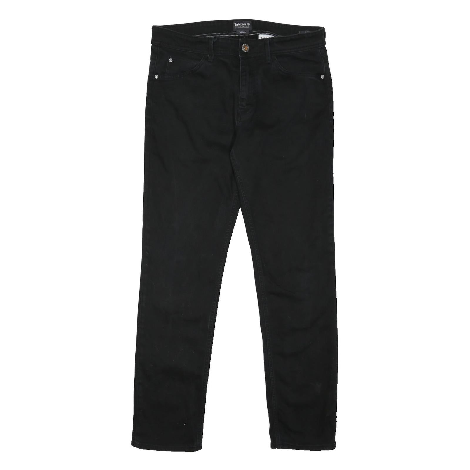 TIMBERLAND Mens Black Slim Jeans Denim W34 L31 Button Cotton Blend Stylish