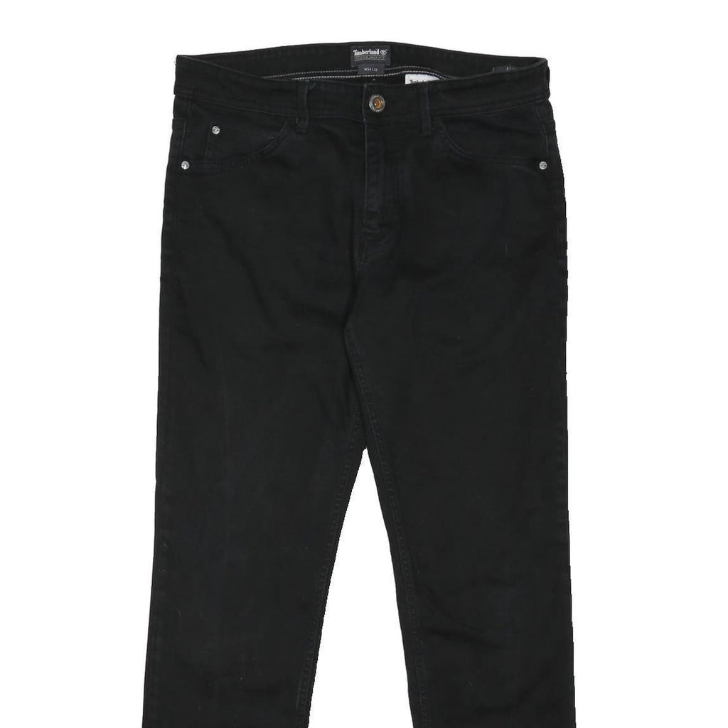 TIMBERLAND Mens Black Slim Jeans Denim W34 L31 Button Cotton Blend Stylish