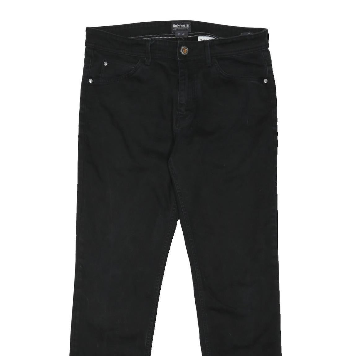 TIMBERLAND Mens Black Slim Jeans Denim W34 L31 Button Cotton Blend Stylish
