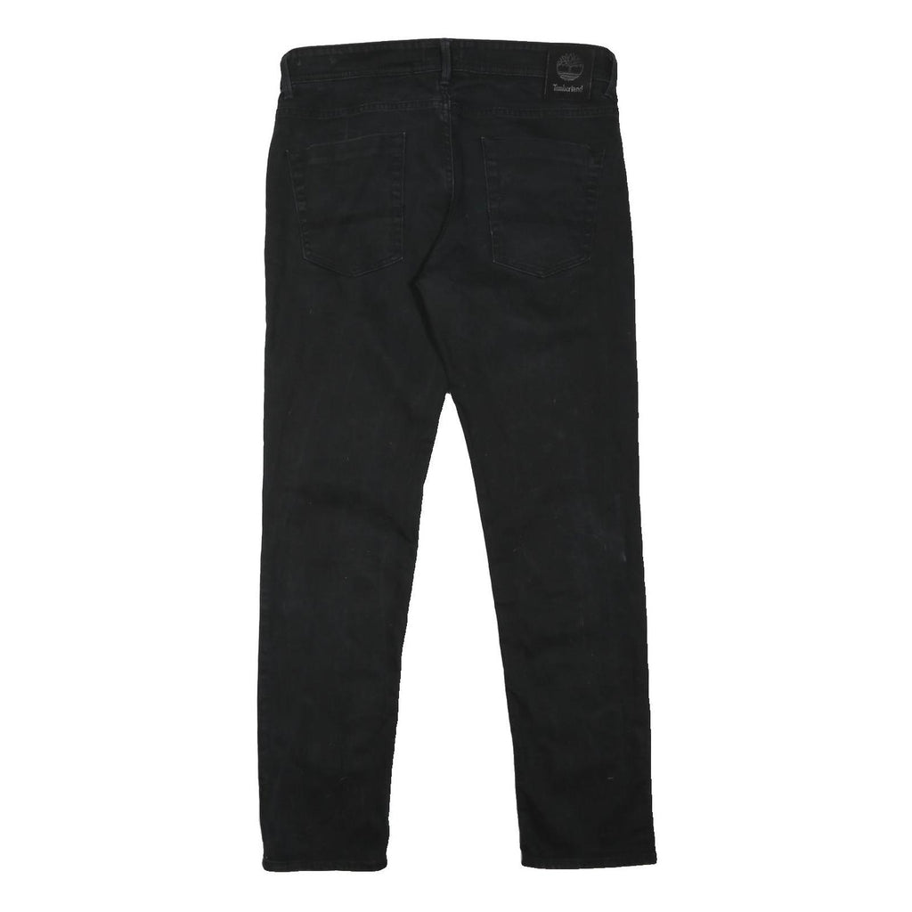 TIMBERLAND Mens Black Slim Jeans Denim W34 L31 Button Cotton Blend Stylish